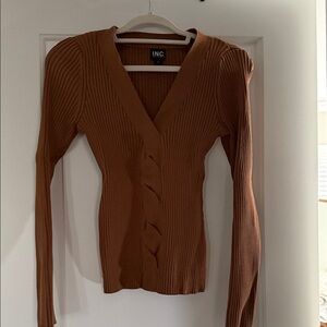 INC International Concepts Women's V-Neck Sweater - Brown